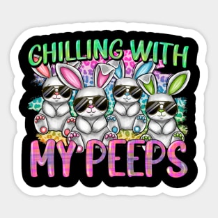 Chilling with My Peeps Easter Bunnies in Aviator Sunglasses Sticker